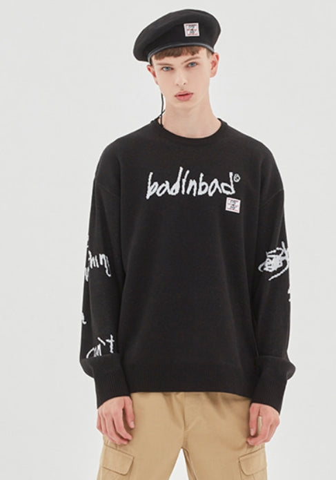 ベドインベド(BADINBAD) SCRIBE LOGO KNIT_BLACK