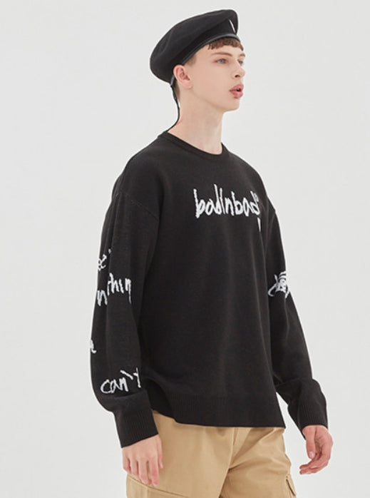 ベドインベド(BADINBAD) SCRIBE LOGO KNIT_BLACK