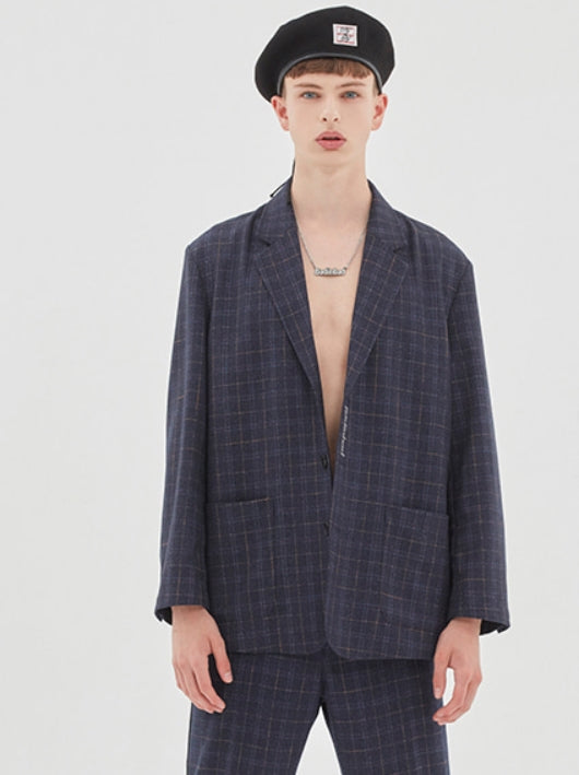 ベドインベド(BADINBAD)CANABY STREET CHECK JACKET_NAVY