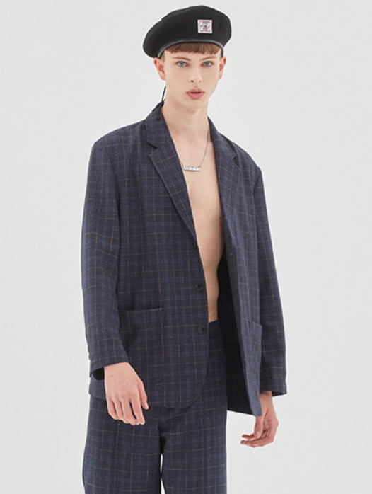 ベドインベド(BADINBAD)CANABY STREET CHECK JACKET_NAVY