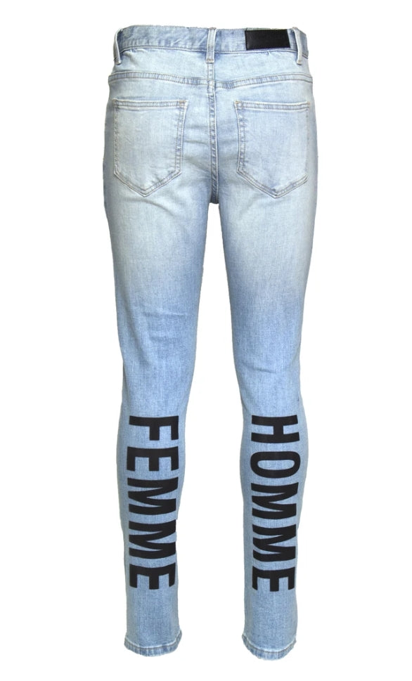 HOMME PLUS FAMME (オムファム) SCRIPT DENIM BLUE AND BLACK