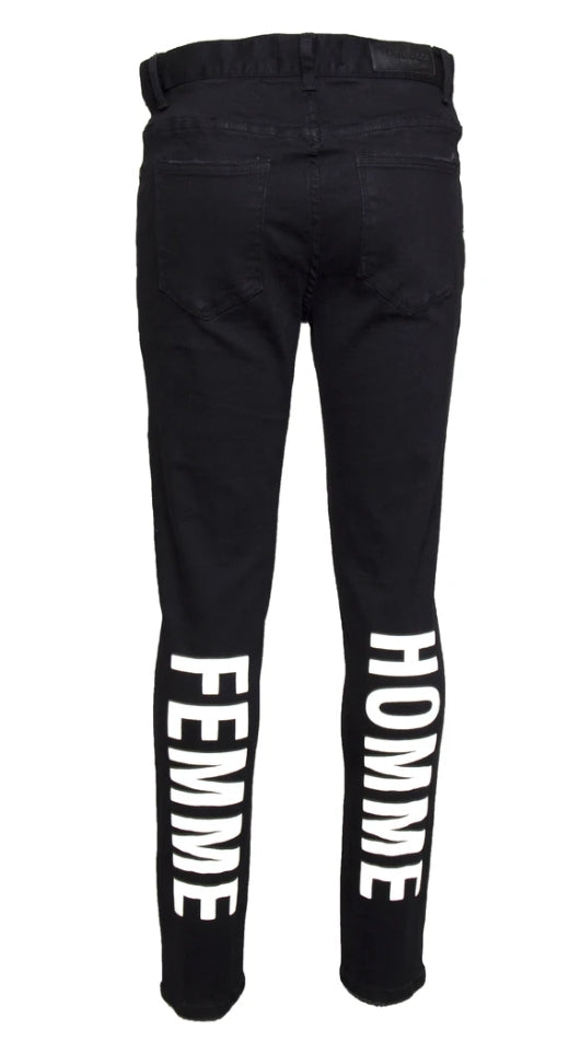 HOMME PLUS FAMME (オムファム) SCRIPT DENIM BLACK AND WHITE