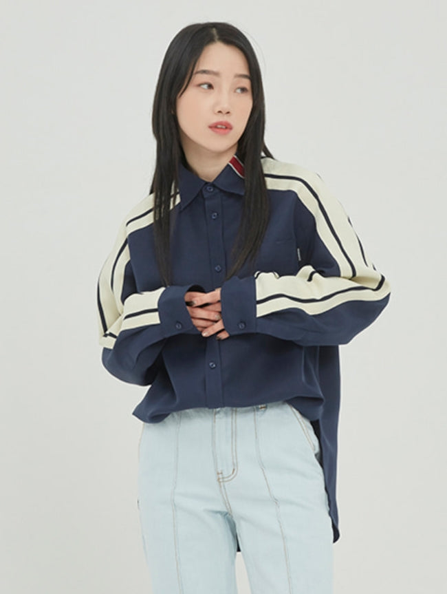 ロマンティッククラウン(ROMANTIC CROWN) SHOULDER LINE SHIRT_NAVY