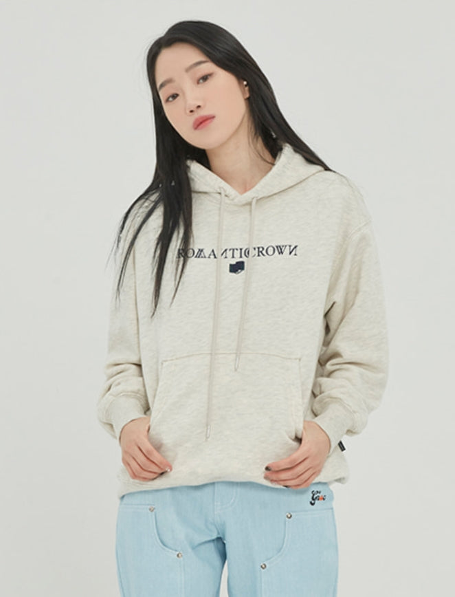 ロマンティッククラウン(ROMANTIC CROWN)  ROMANTICCROWN LOGO HOODIE_MELANGE IVORY