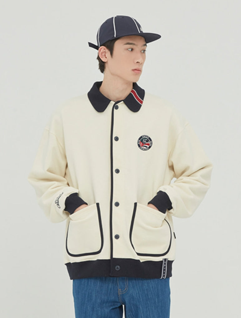 ロマンティッククラウン(ROMANTIC CROWN)  ROUND COLLAR COTTON CARDIGAN_OATMEAL