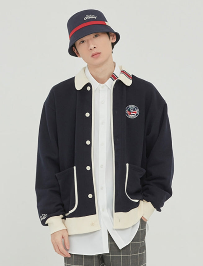 ロマンティッククラウン(ROMANTIC CROWN)  ROUND COLLAR COTTON CARDIGAN_NAVY