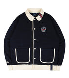 ロマンティッククラウン(ROMANTIC CROWN)  ROUND COLLAR COTTON CARDIGAN_NAVY