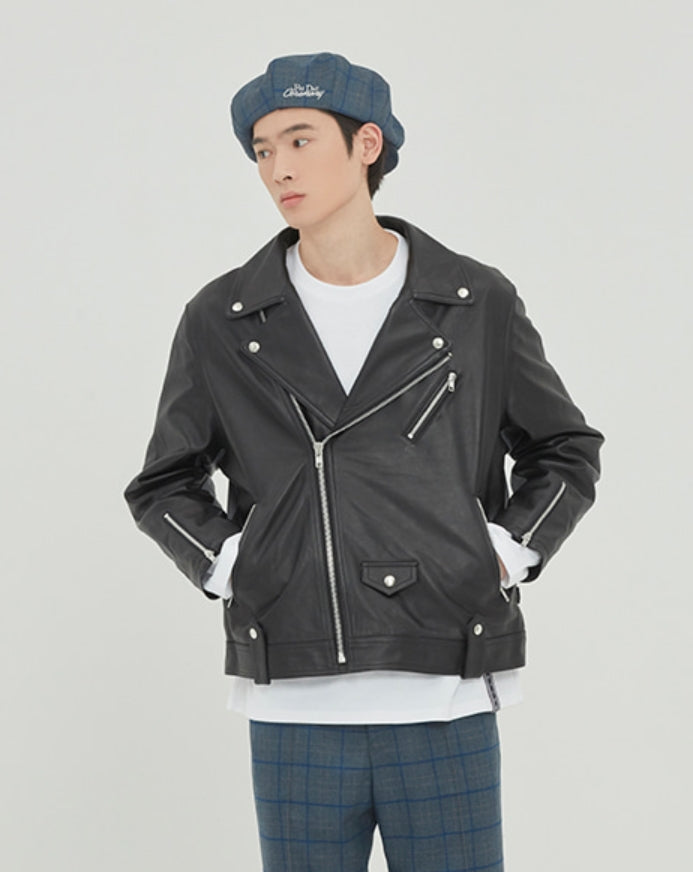 ロマンティッククラウン(ROMANTIC CROWN) TONE ON TONE LEATHER RIDER JACKET_BLACK