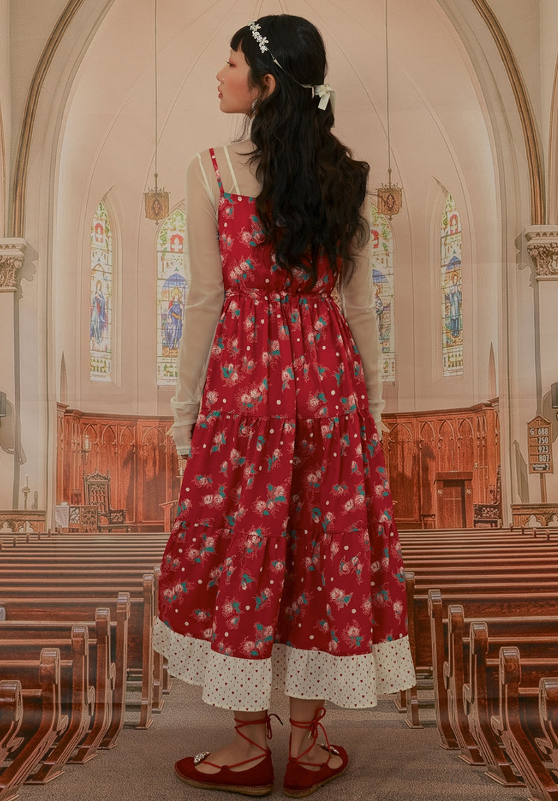 オクトーバーサード(Oct.3) Flower Cancan Bustier Dress [Red]