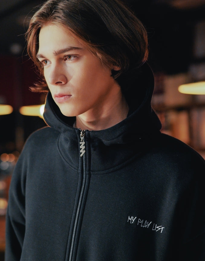 ダブルユーブイプロジェクト(WV PROJECT) MY PLAY LIST HOOD ZIPUP BLACK SYHD7362