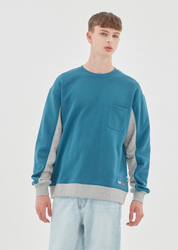 ベドインベド(BADINBAD) FRONT POCKET SPORTS SWEATSHIRT_BLUE GREEN