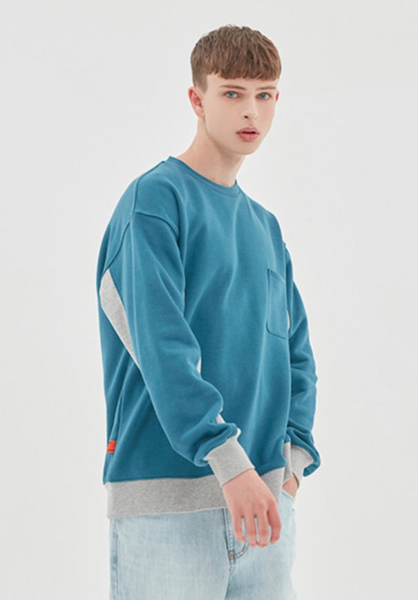 ベドインベド(BADINBAD) FRONT POCKET SPORTS SWEATSHIRT_BLUE GREEN