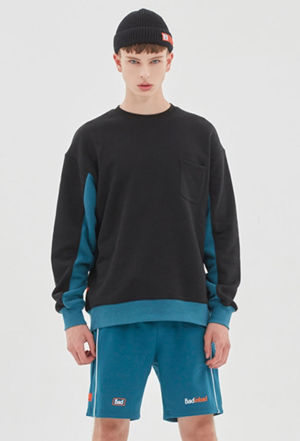 ベドインベド(BADINBAD) FRONT POCKET SPORTS SWEATSHIRT_BLACK
