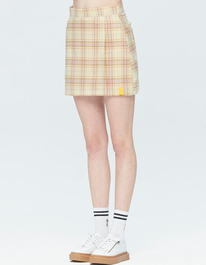ロマンティッククラウン(ROMANTIC CROWN) TARTAN CHECK WRAP SKIRT_YELLOW