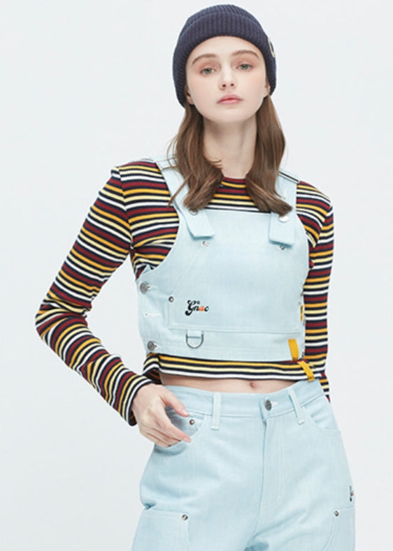 ロマンティッククラウン(ROMANTIC CROWN) GNAC OVERALL VEST_SKY BLUE