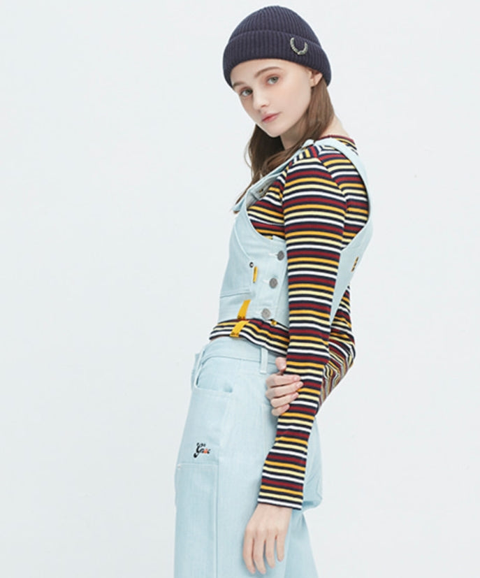 ロマンティッククラウン(ROMANTIC CROWN) GNAC OVERALL VEST_SKY BLUE