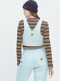 ロマンティッククラウン(ROMANTIC CROWN) GNAC OVERALL VEST_SKY BLUE
