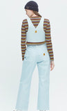 ロマンティッククラウン(ROMANTIC CROWN) GNAC OVERALL VEST_SKY BLUE