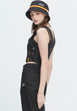 ロマンティッククラウン(ROMANTIC CROWN) GNAC OVERALL VEST_BLACK