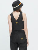 ロマンティッククラウン(ROMANTIC CROWN) GNAC OVERALL VEST_BLACK