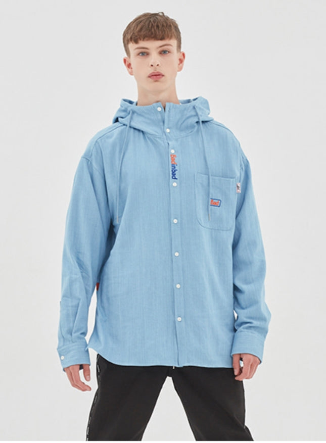 ベドインベド(BADINBAD) DENIM HOOD SHIRT_SKY BLUE