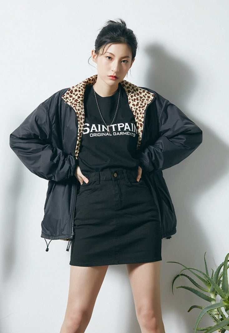 セイントペイン(SAINTPAIN)  SP MONO REVERSIBLE FLEECE JACKET-LEOPARD