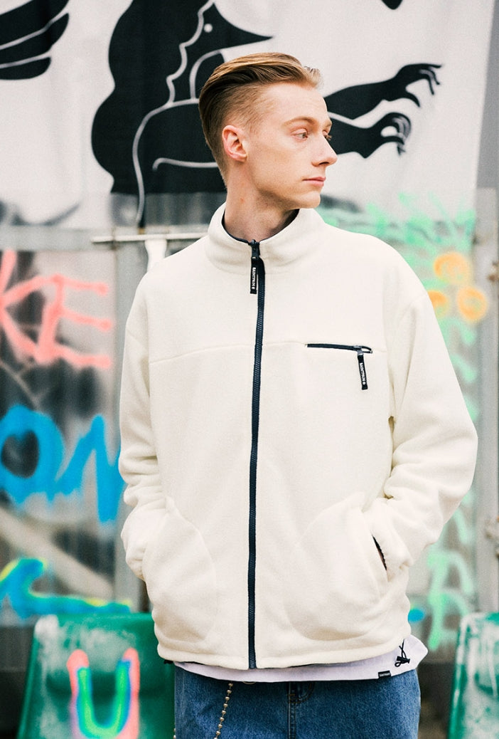 セイントペイン(SAINTPAIN)  SP MONO REVERSIBLE FLEECE JACKET-WHITE