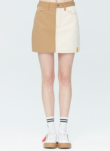 ロマンティッククラウン(ROMANTIC CROWN)TONE ON TONE POCKET SKIRT_BEIGE