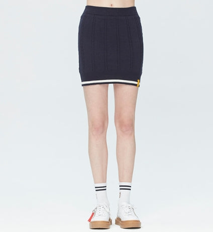 ロマンティッククラウン(ROMANTIC CROWN)CABLE KNIT SKIRT_NAVY