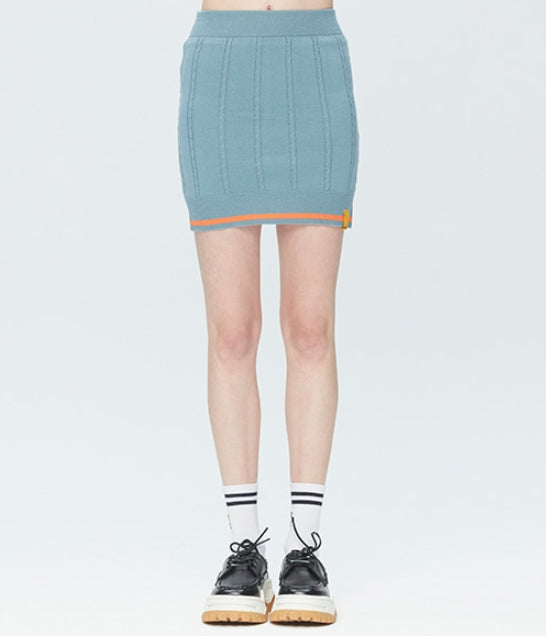ロマンティッククラウン(ROMANTIC CROWN)CABLE KNIT SKIRT_LIGHT BLUE