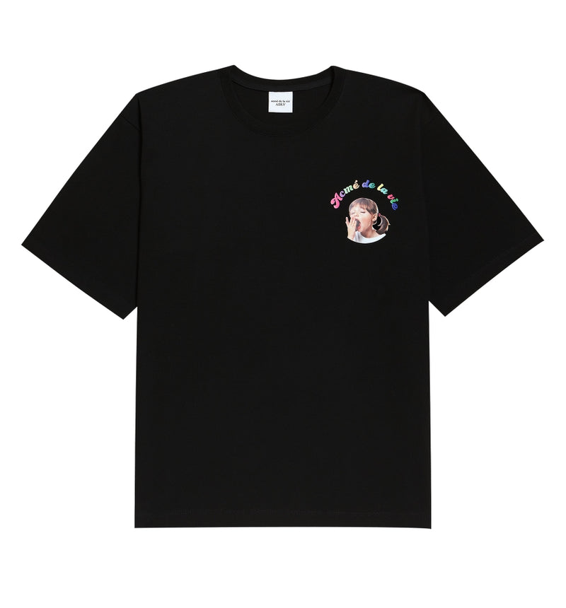 アクメドラビ(acme' de la vie) ADLV BABY FACE SHORT SLEEVE BLACK MINI YAWN