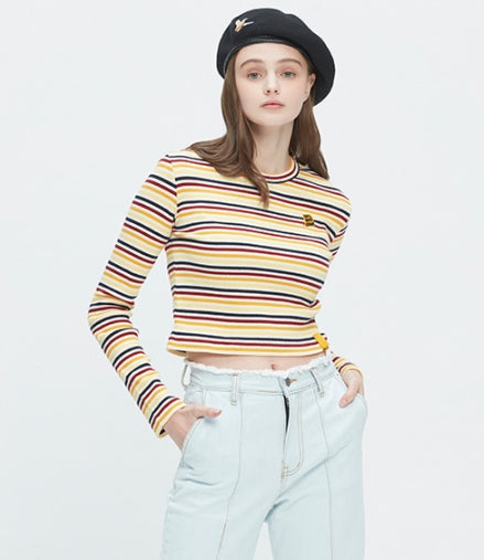 ロマンティッククラウン(ROMANTIC CROWN)THIN STRIPE SLEEVE_OATMEAL