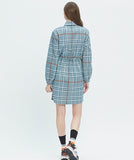 ロマンティッククラウン(ROMANTIC CROWN)GNAC TARTAN CHECK DRESS_LIGHT BLUE