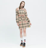 ロマンティッククラウン(ROMANTIC CROWN)GNAC TARTAN CHECK DRESS_BEIGE