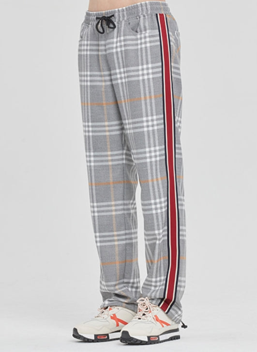 ロマンティッククラウン(ROMANTIC CROWN) SIDE LINE CHECK PANTS_GREY