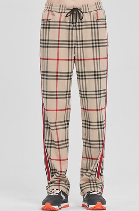 ロマンティッククラウン(ROMANTIC CROWN) SIDE LINE CHECK PANTS_BEIGE