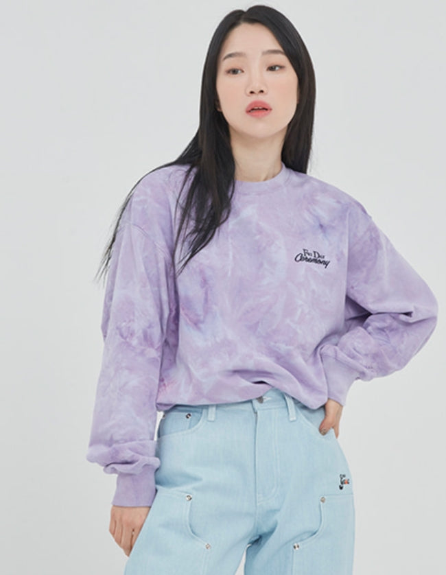 ロマンティッククラウン(ROMANTIC CROWN) TIE DYE LOGO SWEAT SHIRT_PURPLE