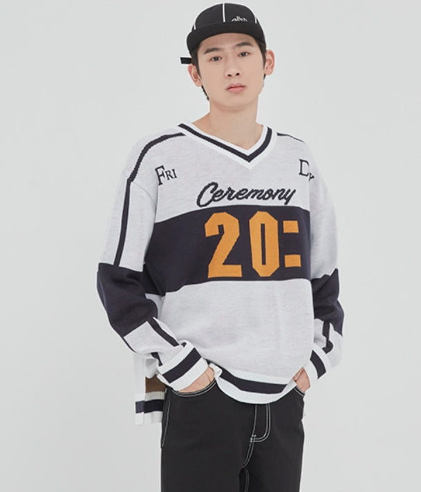 ロマンティッククラウン(ROMANTIC CROWN) SCOREBOARD KNIT_WHITE