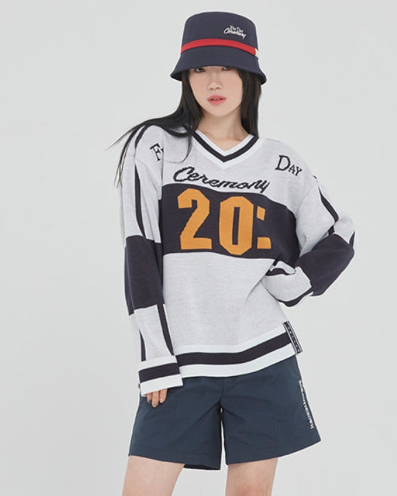 ロマンティッククラウン(ROMANTIC CROWN) SCOREBOARD KNIT_WHITE