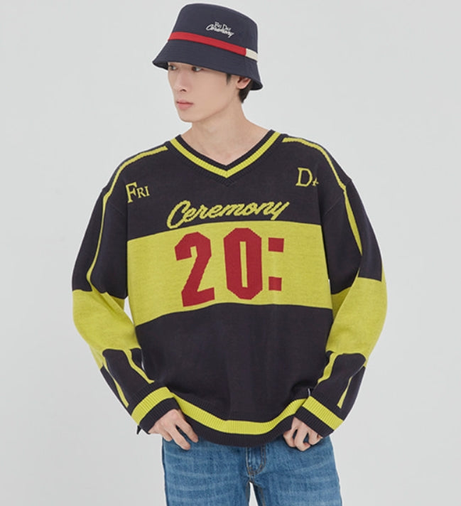 ロマンティッククラウン(ROMANTIC CROWN) SCOREBOARD KNIT_NAVY