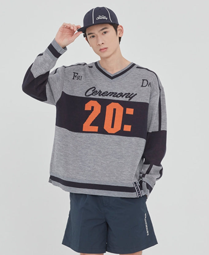 ロマンティッククラウン(ROMANTIC CROWN) SCOREBOARD KNIT_GREY