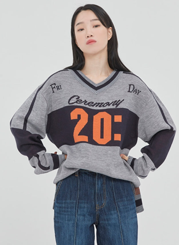 ロマンティッククラウン(ROMANTIC CROWN) SCOREBOARD KNIT_GREY