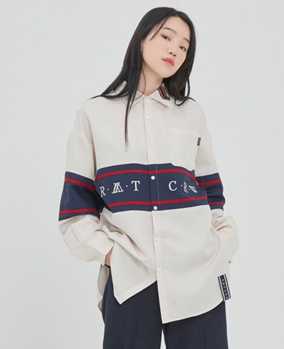 ロマンティッククラウン(ROMANTIC CROWN) RMTCRW CROSS LINE SHIRT_OATMEAL