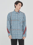 ロマンティッククラウン(ROMANTIC CROWN) BACK LINE CHECK SHIRT_LIGHT BLUE
