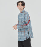 ロマンティッククラウン(ROMANTIC CROWN) BACK LINE CHECK SHIRT_LIGHT BLUE