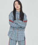 ロマンティッククラウン(ROMANTIC CROWN) BACK LINE CHECK SHIRT_LIGHT BLUE