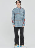 ロマンティッククラウン(ROMANTIC CROWN) BACK LINE CHECK SHIRT_LIGHT BLUE