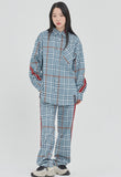 ロマンティッククラウン(ROMANTIC CROWN) BACK LINE CHECK SHIRT_LIGHT BLUE
