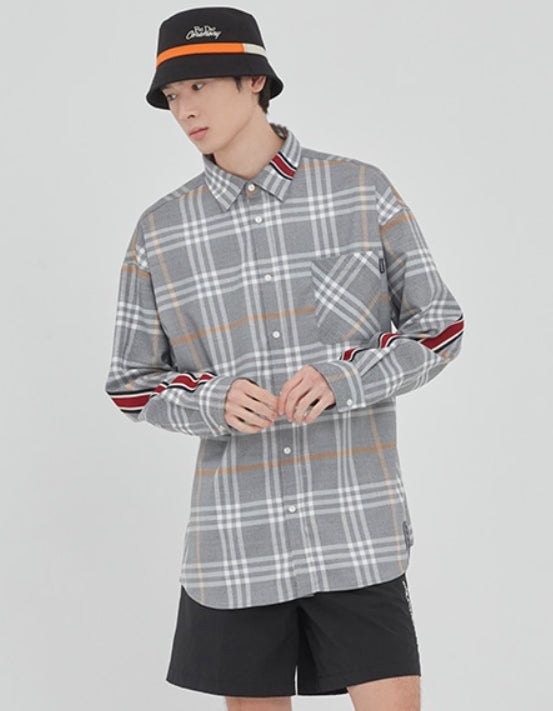 ロマンティッククラウン(ROMANTIC CROWN)BACK LINE CHECK SHIRT_GREY