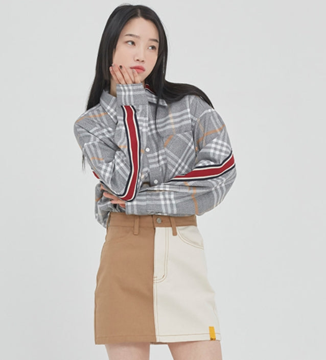 ロマンティッククラウン(ROMANTIC CROWN)BACK LINE CHECK SHIRT_GREY